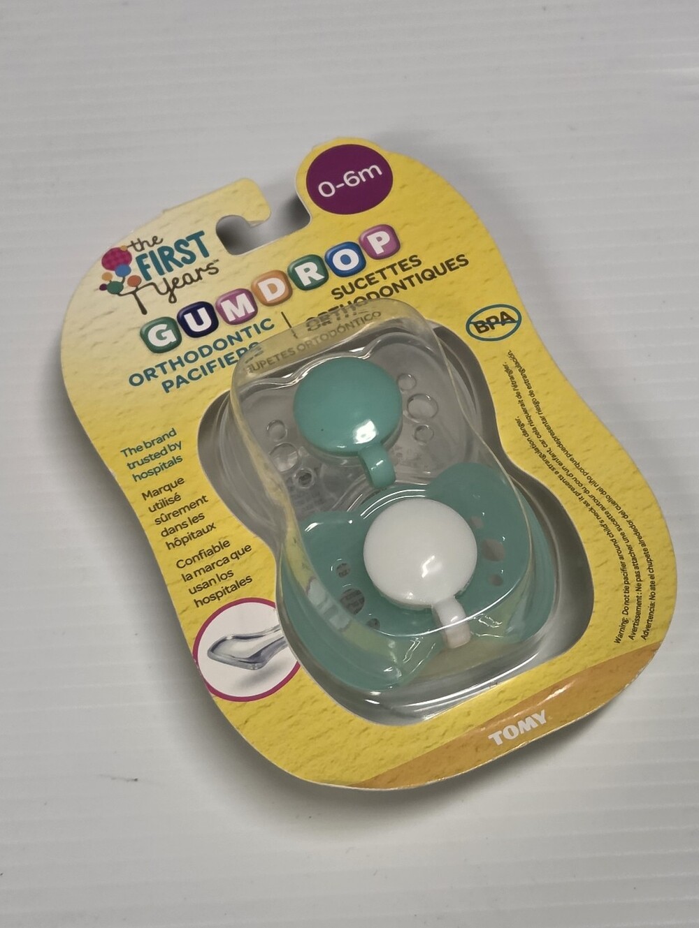 The First Years GumDrop Orthodontic Pacifier Set - Teal/White 0-6 M - Picture 2 of 3